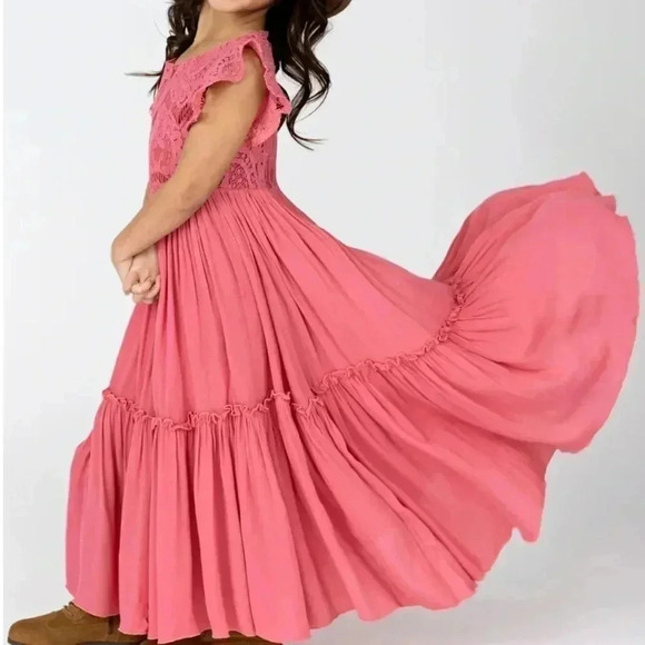 NWT JOYFOLIE Macy Dress Lace Crochet Bodice (3 Girls) Color Wild Rose - Picture 1 of 13